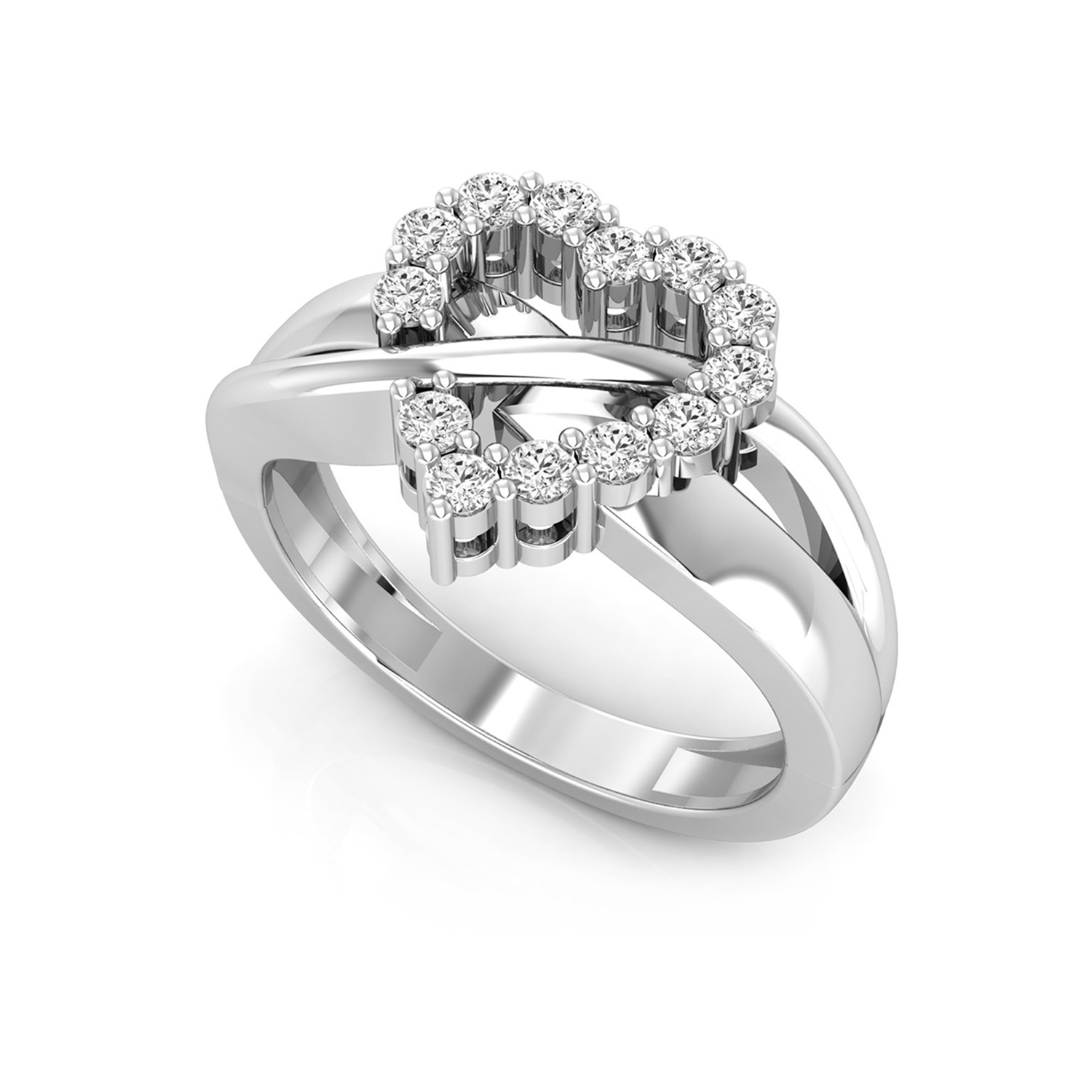 Hazel heart 1/3 Ct round brilliant cut natural diamond promise ring