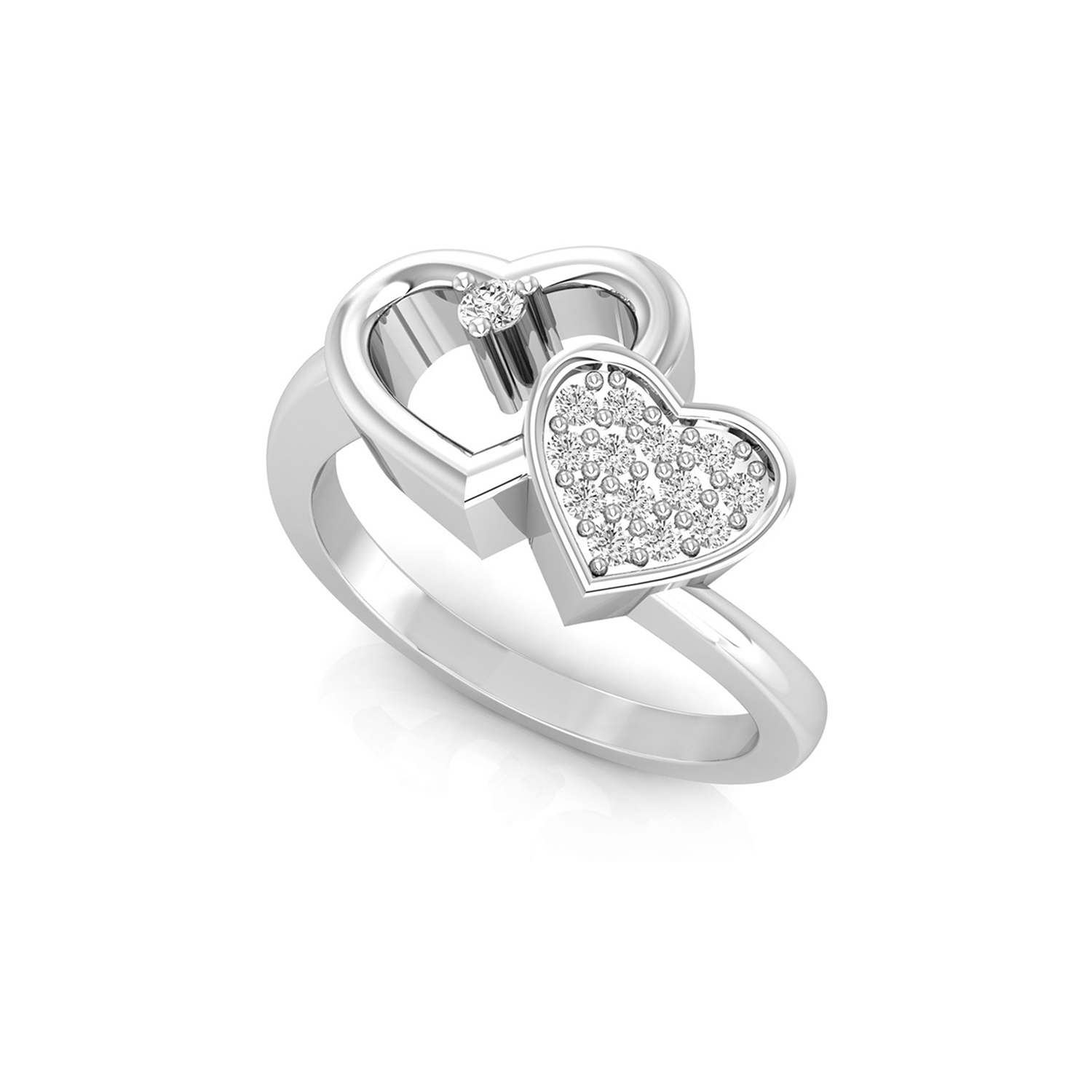 Amity 1/6 Ct round brilliant cut natural diamond hearts ring for valentine gift