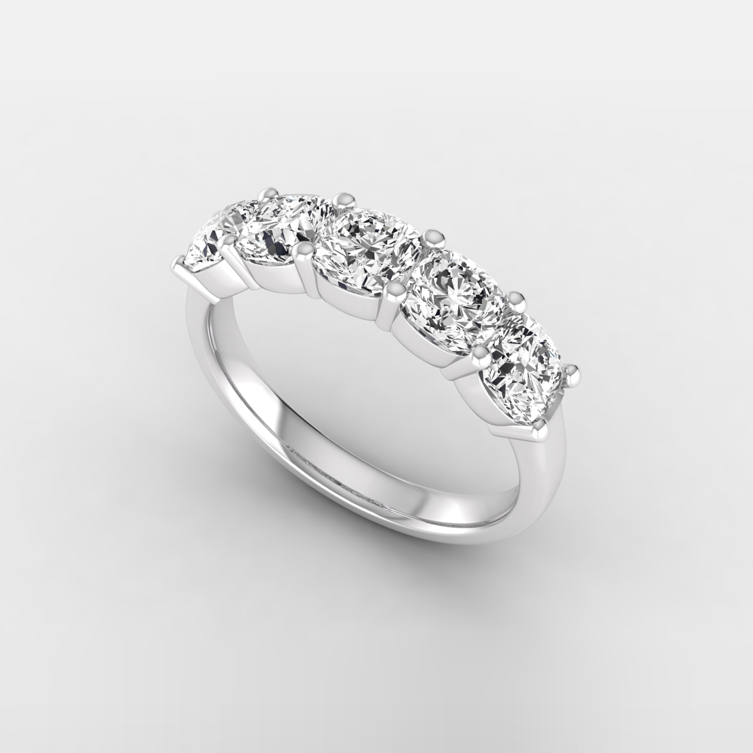 5/4 Ct round cut natural diamond five stone wedding band